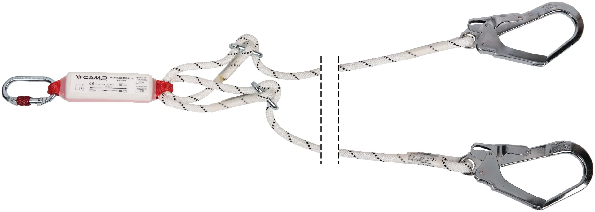 [M 098] CAMP - Cordino doppio o a Y regolabile con assorbitore, moschettoni e connettori 145-200cm